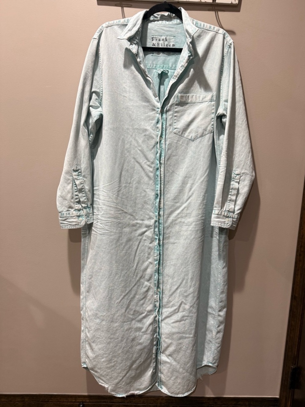 Frank & Eileen Rory Maxi Shirtdress Seafoam Mineral Wash Size XL - Picture 2 of 8